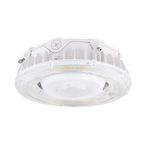 100W LED Round Parking Garage Light - 3K/4K/5K CCT - 150 Degree Beam - White Finish