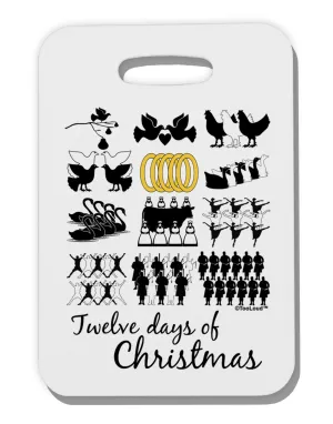 12 Days of Christmas Text Color Thick Plastic Luggage Tag