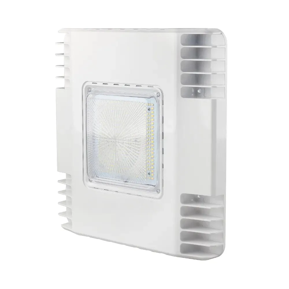 150W LED Square Parking Garage Light - 5000K Daylight White - 120 Degree Beam - White Finish