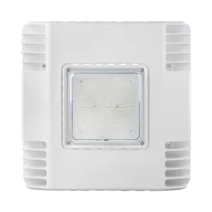 150W LED Square Parking Garage Light - 5000K Daylight White - 120 Degree Beam - White Finish