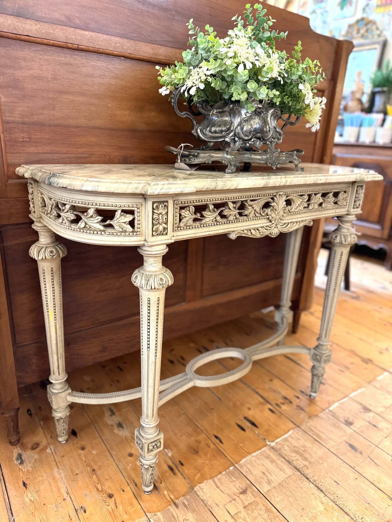 Antique French Louis XVI Marble Console Table