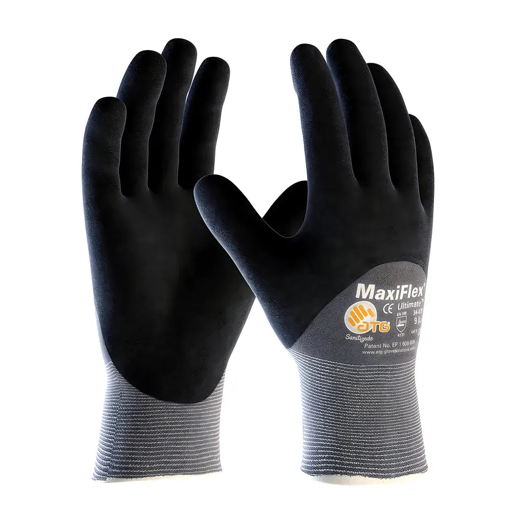 ATG 34-875V/M Seamless Knit Nylon / Elastane Glove with Nitrile Coated MicroFoam Grip on Palm, Fingers & Knuckles - Touchscreen Compatible - Vend-Ready