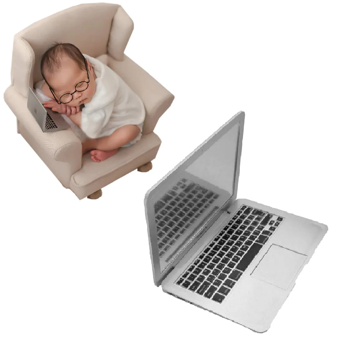 Babymoon Miniature Laptop Baby Photography Photoshoot Props