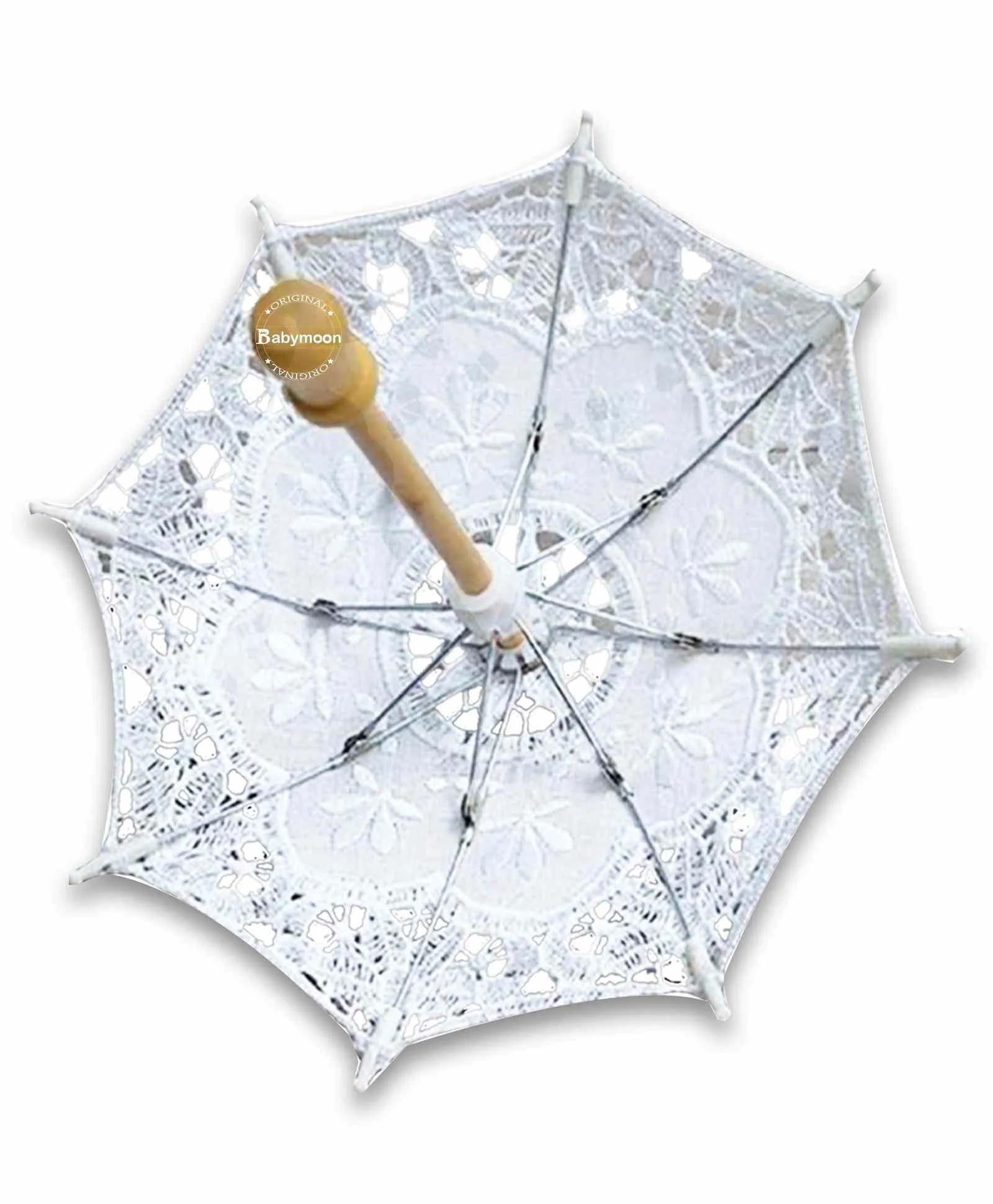 Babymoon Wooden Crafted Umbrella Photoshoot Prop - White