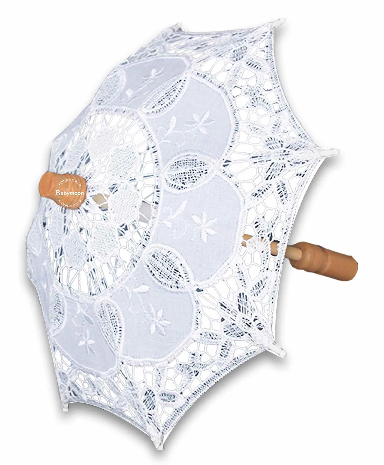 Babymoon Wooden Crafted Umbrella Photoshoot Prop - White