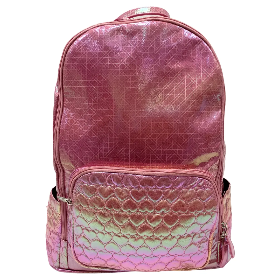 Bari Lynn Hot Pink Embossed Heart Backpack