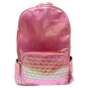 Bari Lynn Hot Pink Embossed Heart Backpack