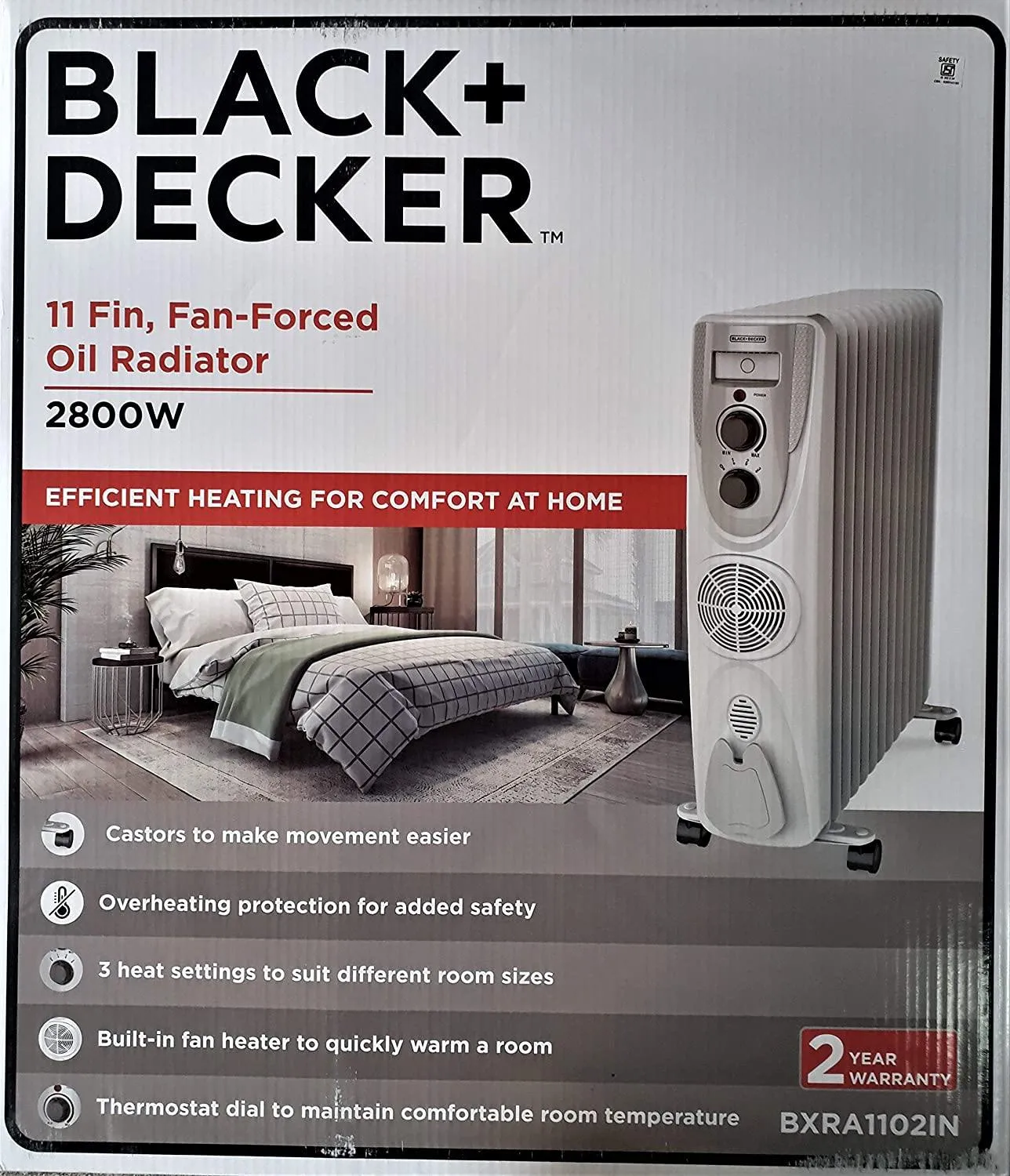 Black & Decker BXRA1102IN 11 Fin Oil Filled  Room Heater (2800 watt)