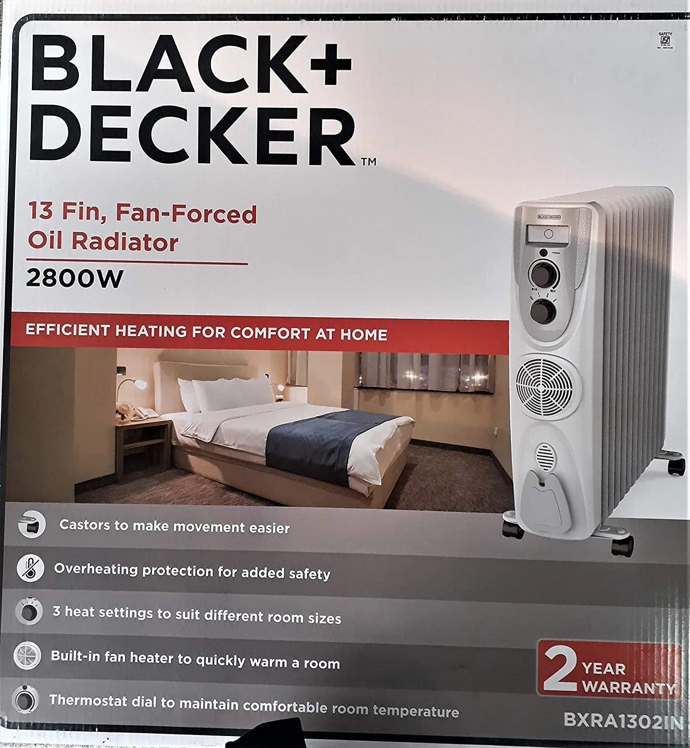 Black & Decker BXRA1302IN 13 Fin Oil Filled  Room Heater (2800 watt) With PTC fan Heater