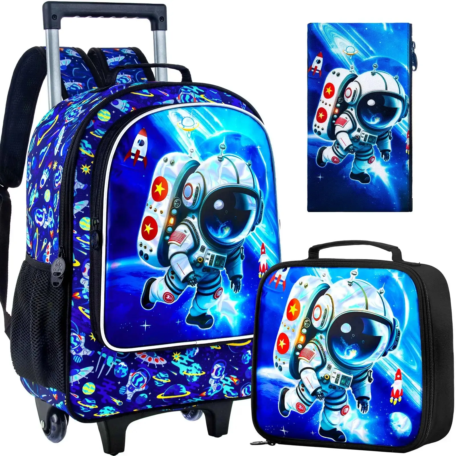 Boys Rolling Backpack With Lunch Bag