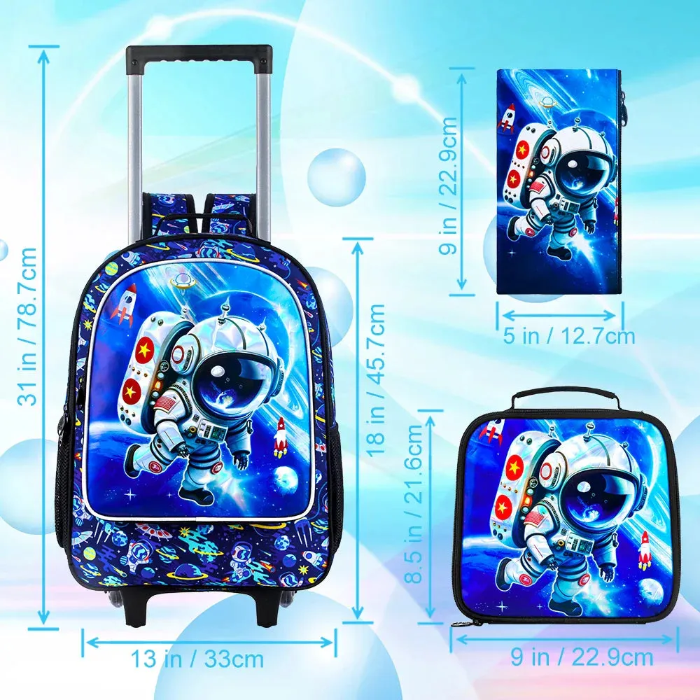 Boys Rolling Backpack With Lunch Bag