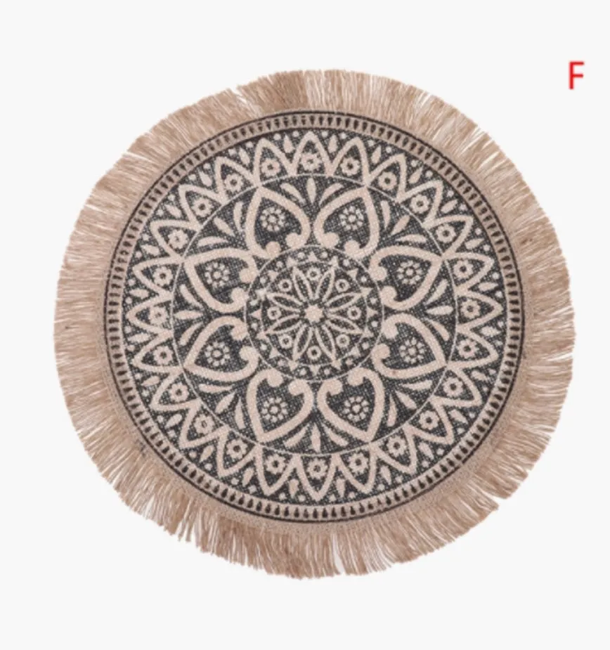 BURLAP NORDIC TASSEL PLACEMAT 2PKG