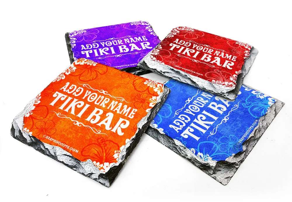 CUSTOMIZABLE Rock Slate Coasters - Tiki Themed