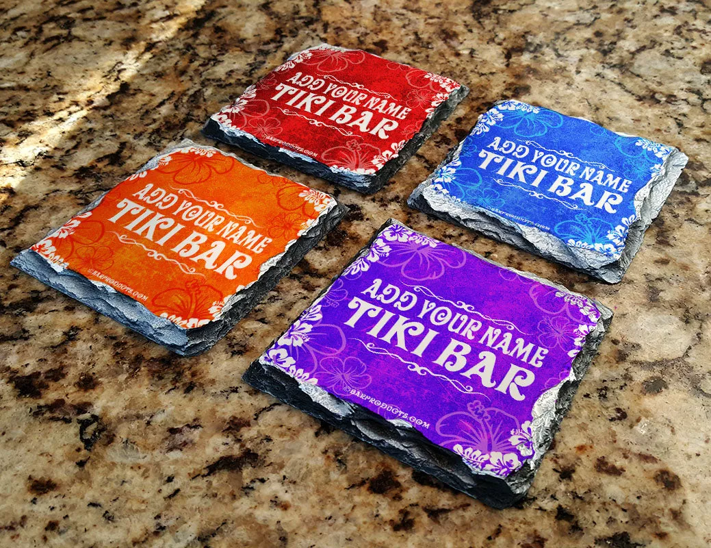 CUSTOMIZABLE Rock Slate Coasters - Tiki Themed