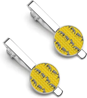 Cute Animal of Zebra Pattern Tie Clips for Men 2 Pcs Necktie Bar Pinch Clothing Accessories Suitable for Wedding Business Anniversary