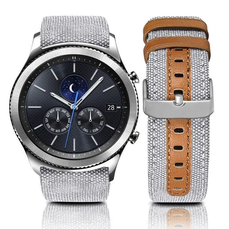Denim & Leather Watch Straps Compatible with the Huawei Watch Ultimate