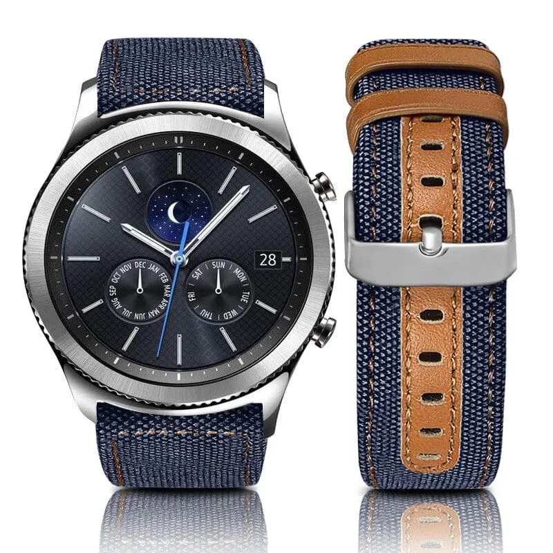 Denim & Leather Watch Straps Compatible with the Huawei Watch Ultimate