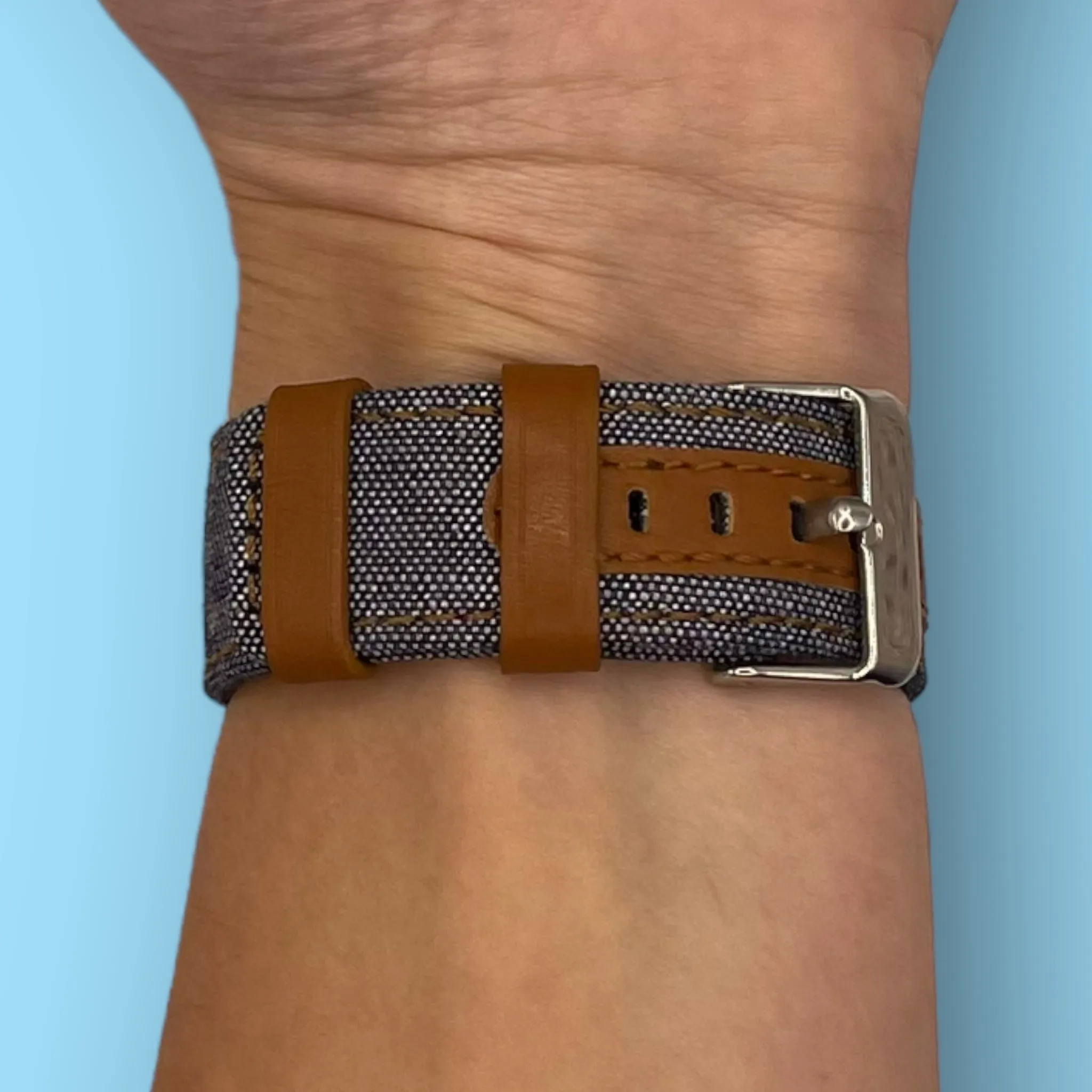 Denim & Leather Watch Straps Compatible with the Huawei Watch Ultimate