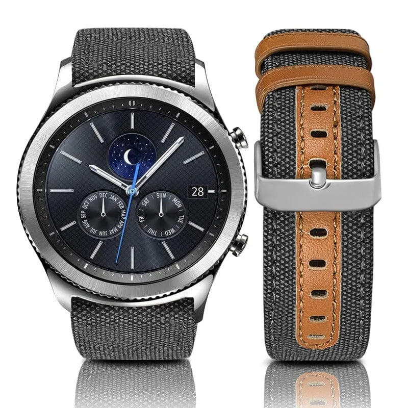 Denim & Leather Watch Straps Compatible with the Huawei Watch Ultimate