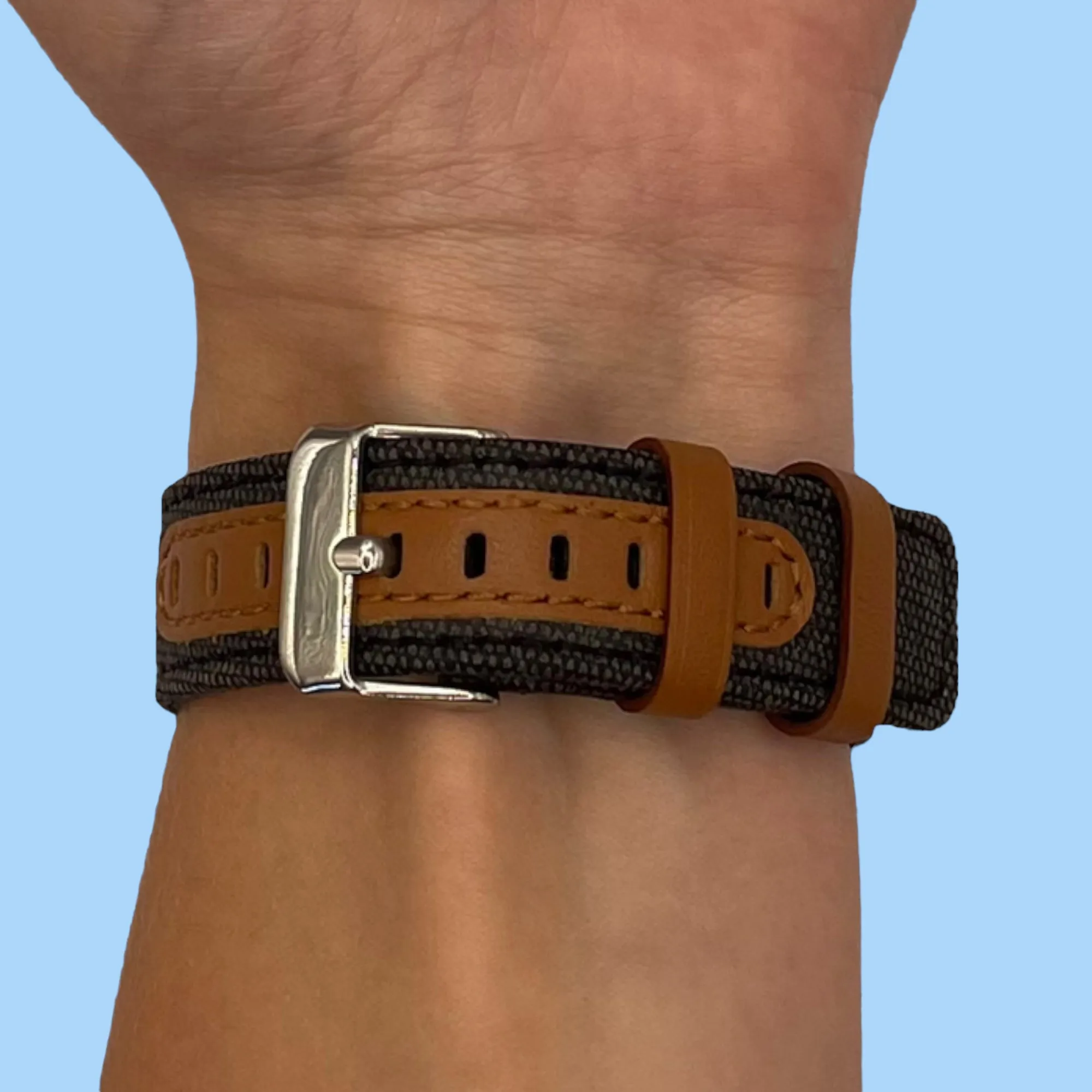 Denim & Leather Watch Straps Compatible with the Huawei Watch Ultimate