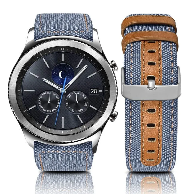 Denim & Leather Watch Straps Compatible with the Huawei Watch Ultimate