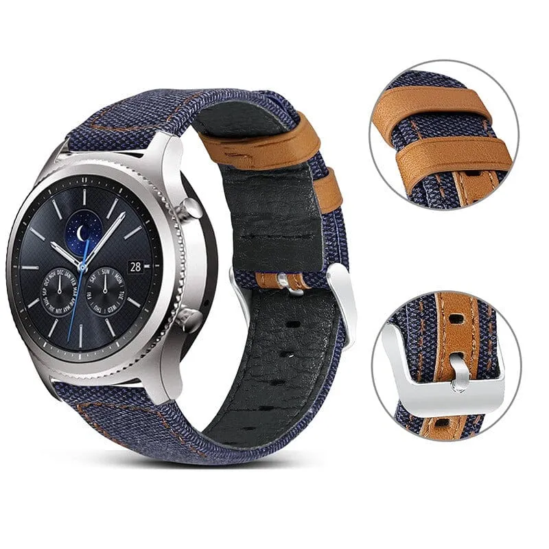 Denim & Leather Watch Straps Compatible with the Huawei Watch Ultimate
