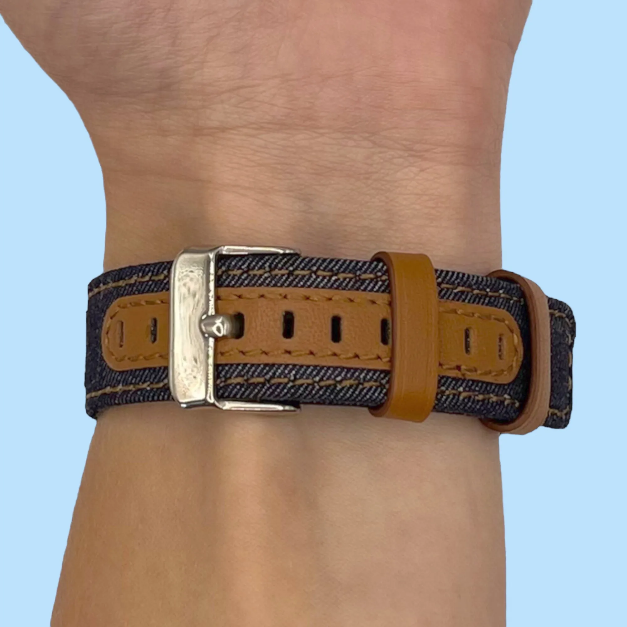 Denim & Leather Watch Straps Compatible with the Huawei Watch Ultimate
