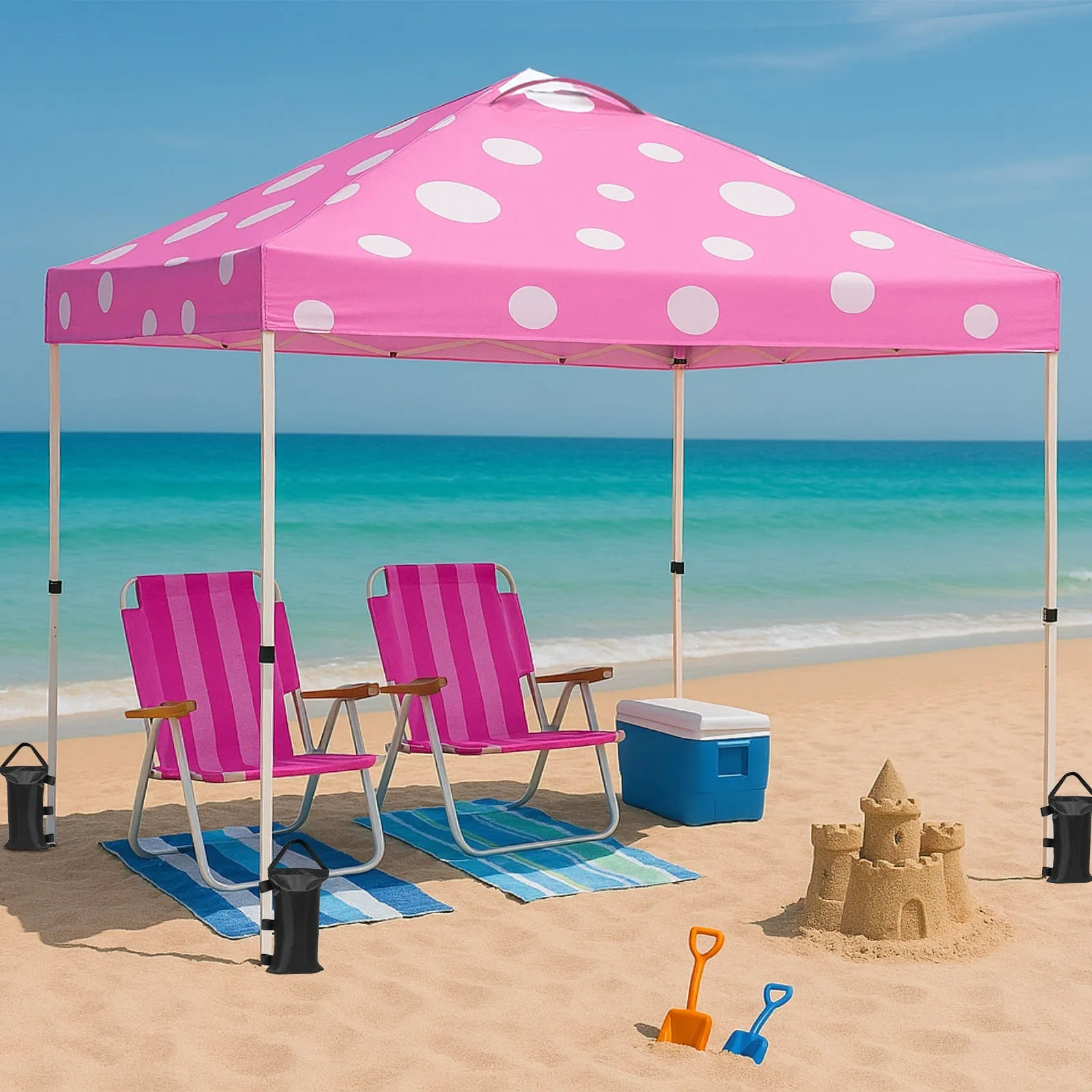 Eagle Peak SHADE GRAPHiX Easy Setup 10x10 Pop Up Canopy Tent (Pink Mushroom Top)