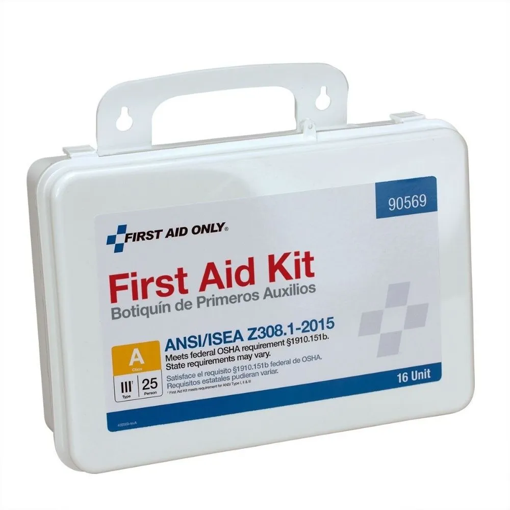 First Aid Only 90569 16 Unit First Aid Kit, ANSI A,  Plastic Case
