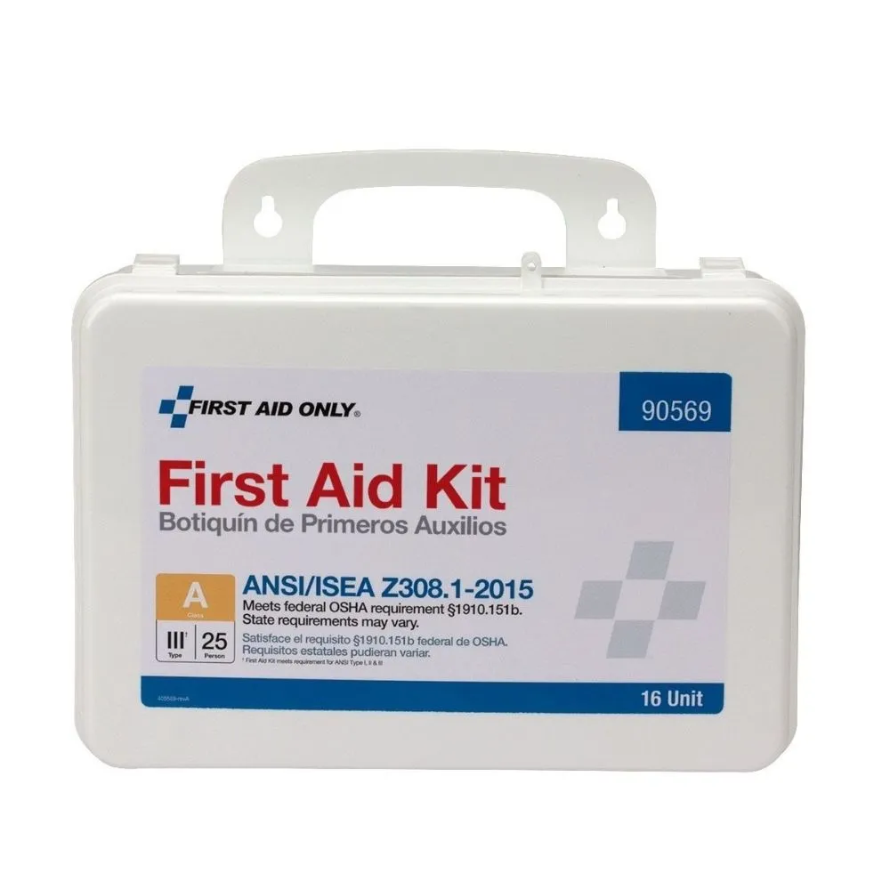 First Aid Only 90569 16 Unit First Aid Kit, ANSI A,  Plastic Case