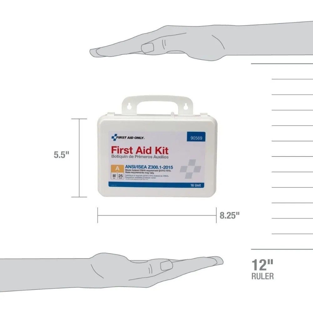 First Aid Only 90569 16 Unit First Aid Kit, ANSI A,  Plastic Case