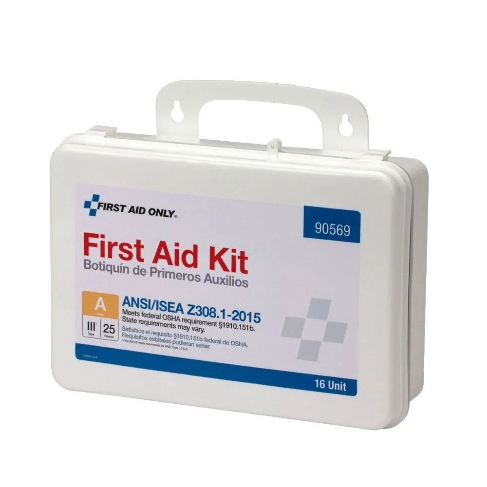 First Aid Only 90569 16 Unit First Aid Kit, ANSI A,  Plastic Case