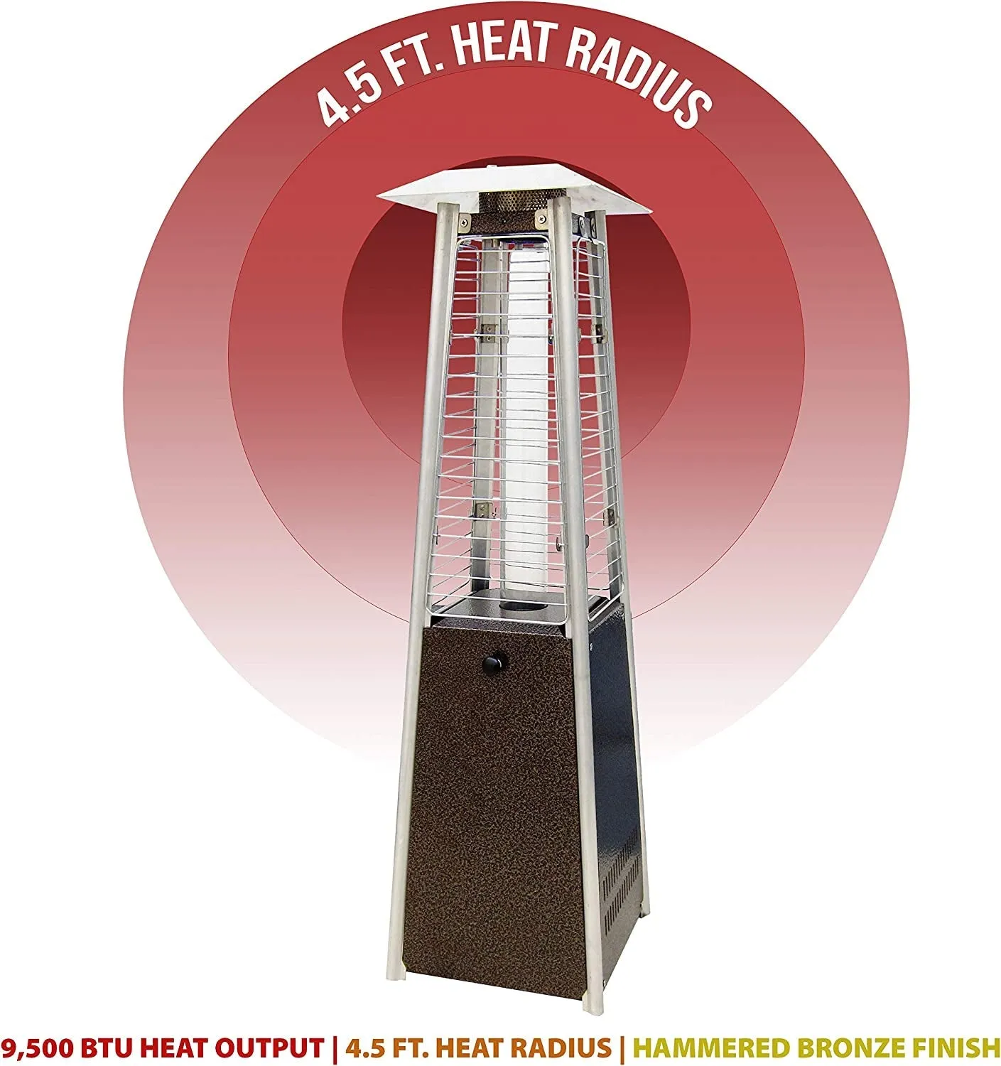 Hanover Tabletop Propane Patio HANHT0202HB 9,500 BTU, Mini Pyramid Heater, Hammered Bronze
