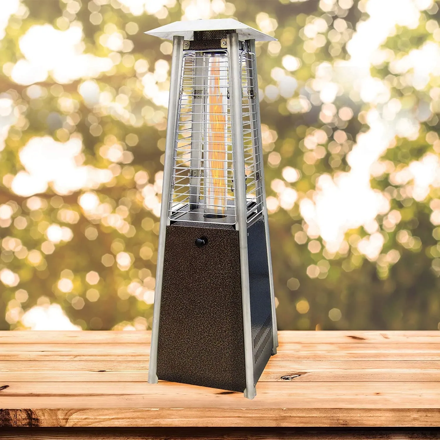 Hanover Tabletop Propane Patio HANHT0202HB 9,500 BTU, Mini Pyramid Heater, Hammered Bronze