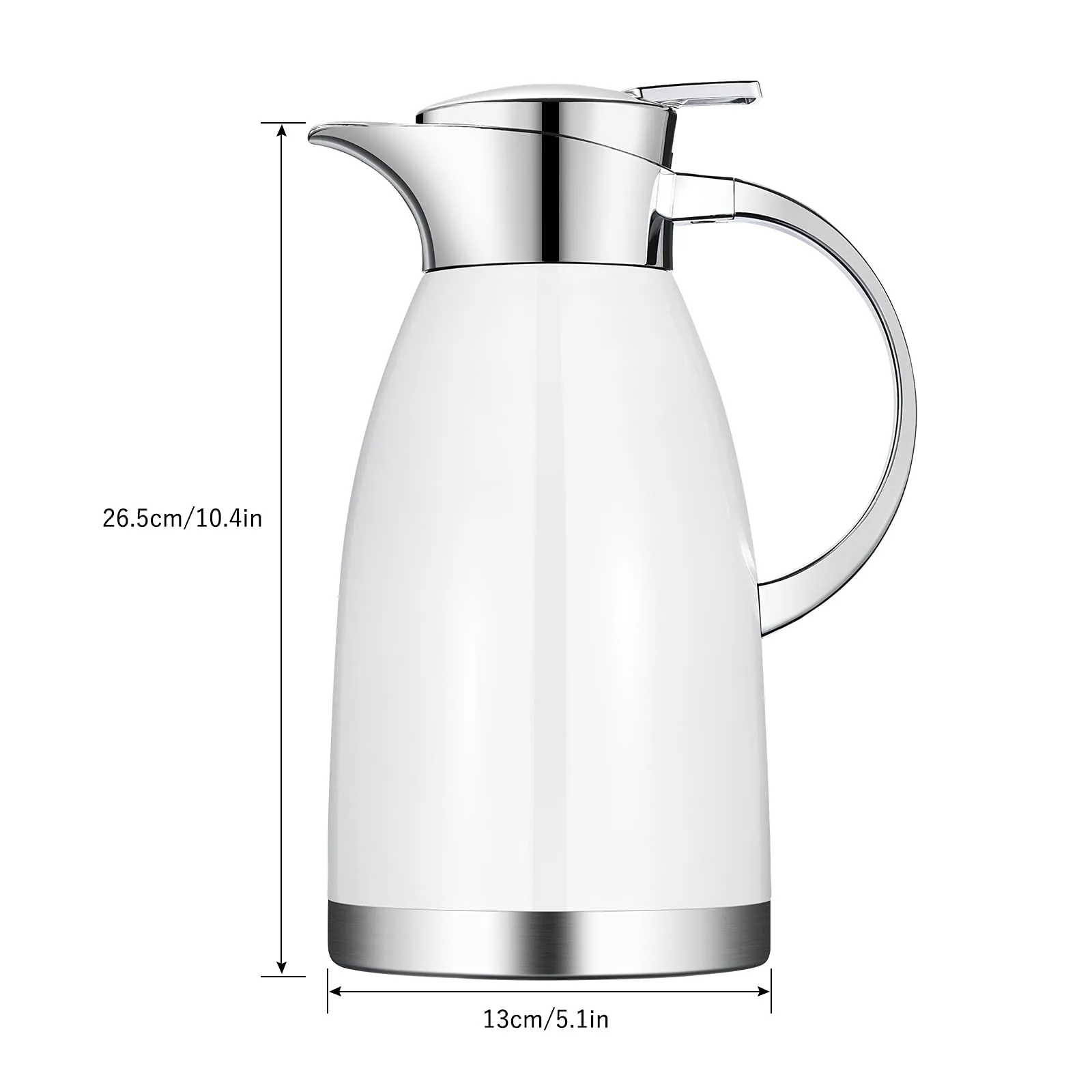 Haosens Thermal Carafes (64 Oz) 18/8 Stainless Steel - Doubl walled Vacuum insulated for Tea, Water and Coffee (White)