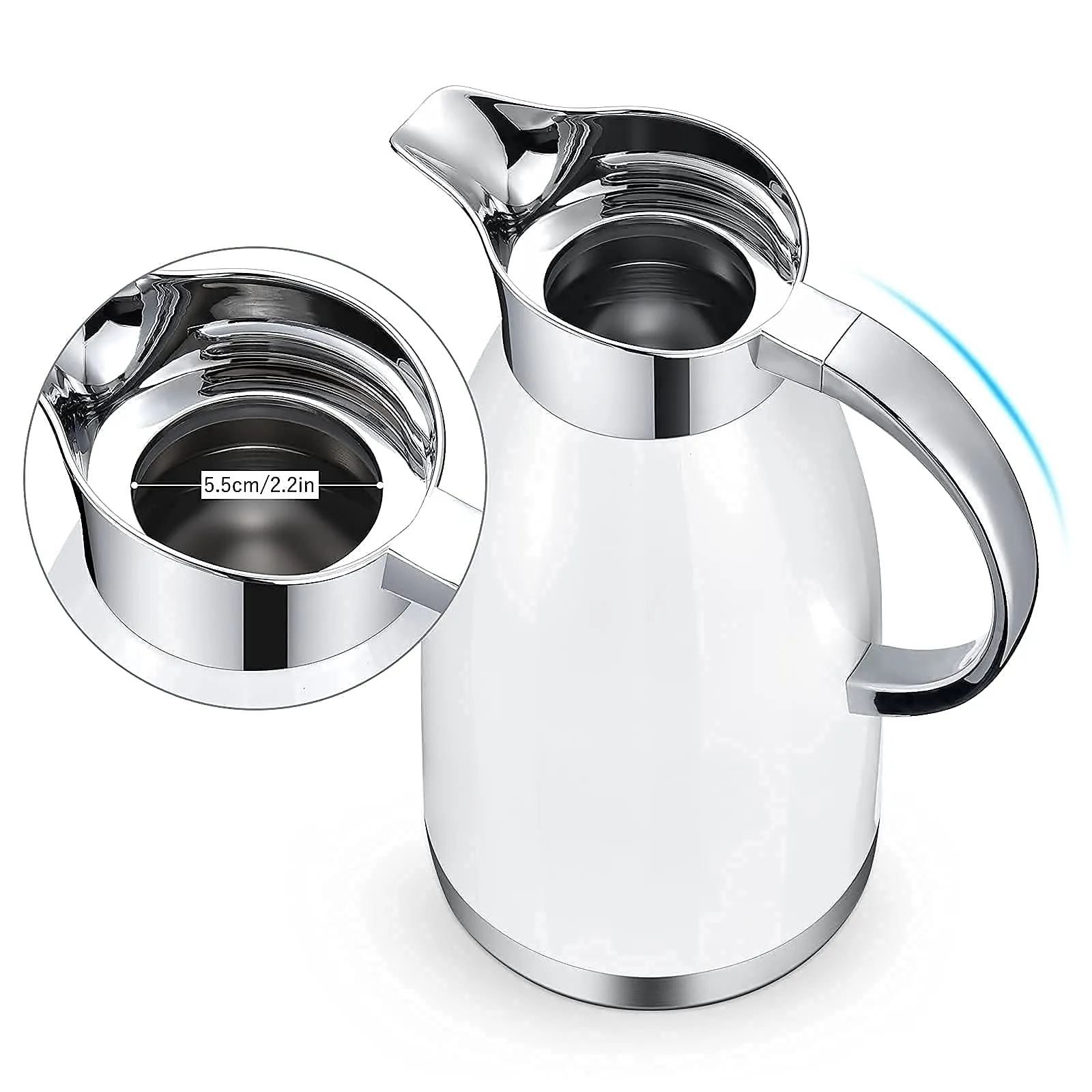 Haosens Thermal Carafes (64 Oz) 18/8 Stainless Steel - Doubl walled Vacuum insulated for Tea, Water and Coffee (White)