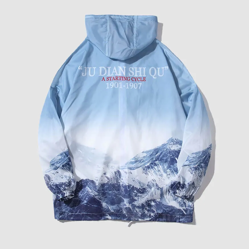 Mountain Pattern Hooded Sunproof QD Jacket