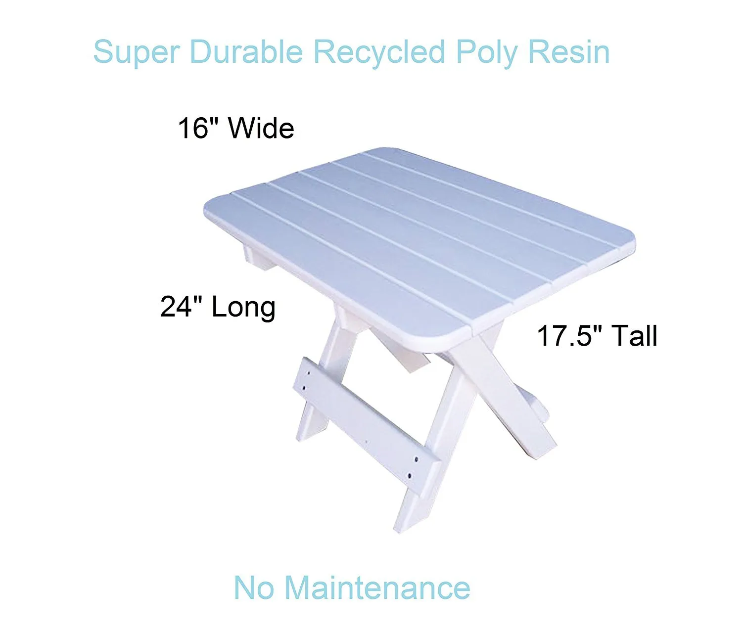 Phat Tommy Recycled Poly Resin Folding Side Table &ndash; Durable and Eco-Friendly Patio Furniture matches Adirondack, White