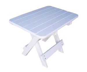 Phat Tommy Recycled Poly Resin Folding Side Table &ndash; Durable and Eco-Friendly Patio Furniture matches Adirondack, White