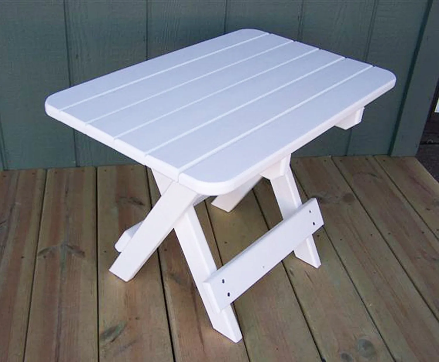 Phat Tommy Recycled Poly Resin Folding Side Table &ndash; Durable and Eco-Friendly Patio Furniture matches Adirondack, White