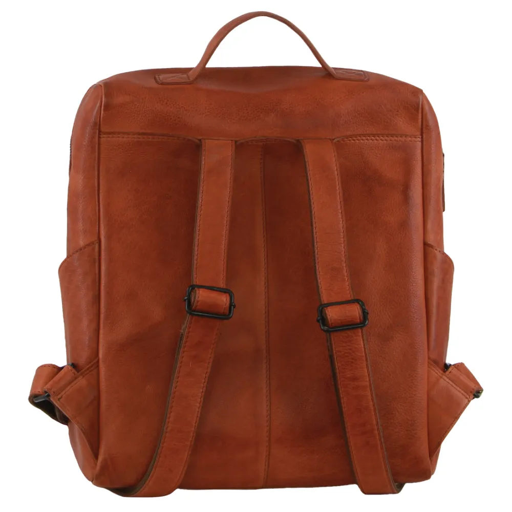 Pierre Cardin Italian Leather 15" Laptop Backpack (Cognac)