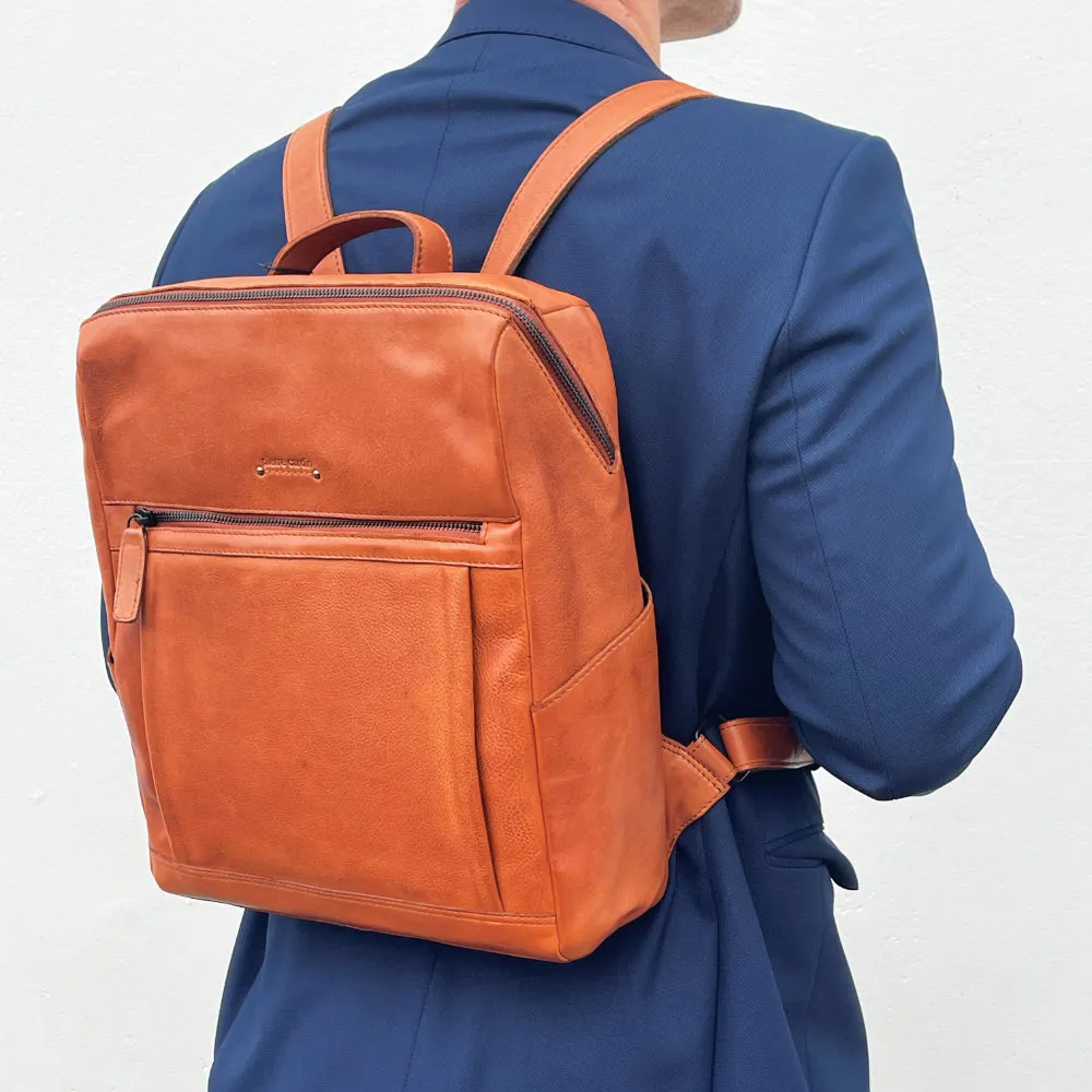 Pierre Cardin Italian Leather 15" Laptop Backpack (Cognac)