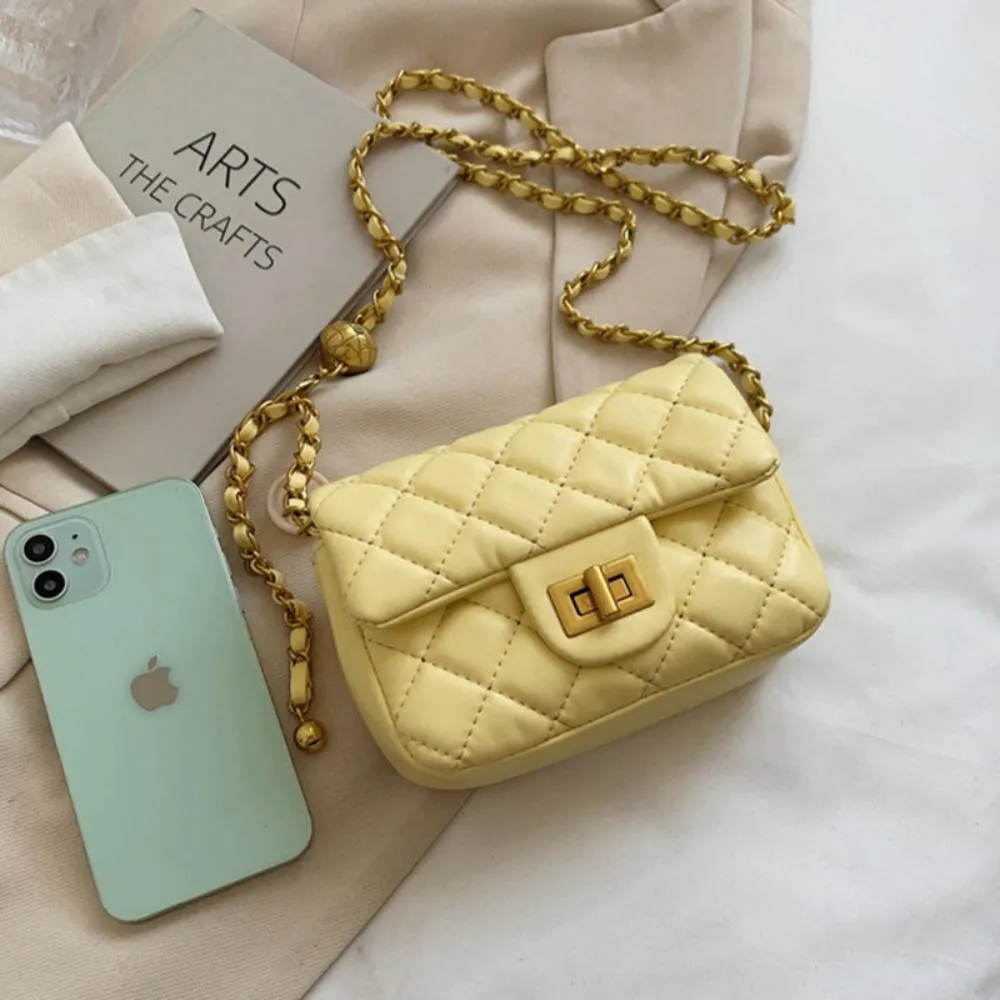 Quilted Leather Cross-body Chain Messenger Shoulder Bag