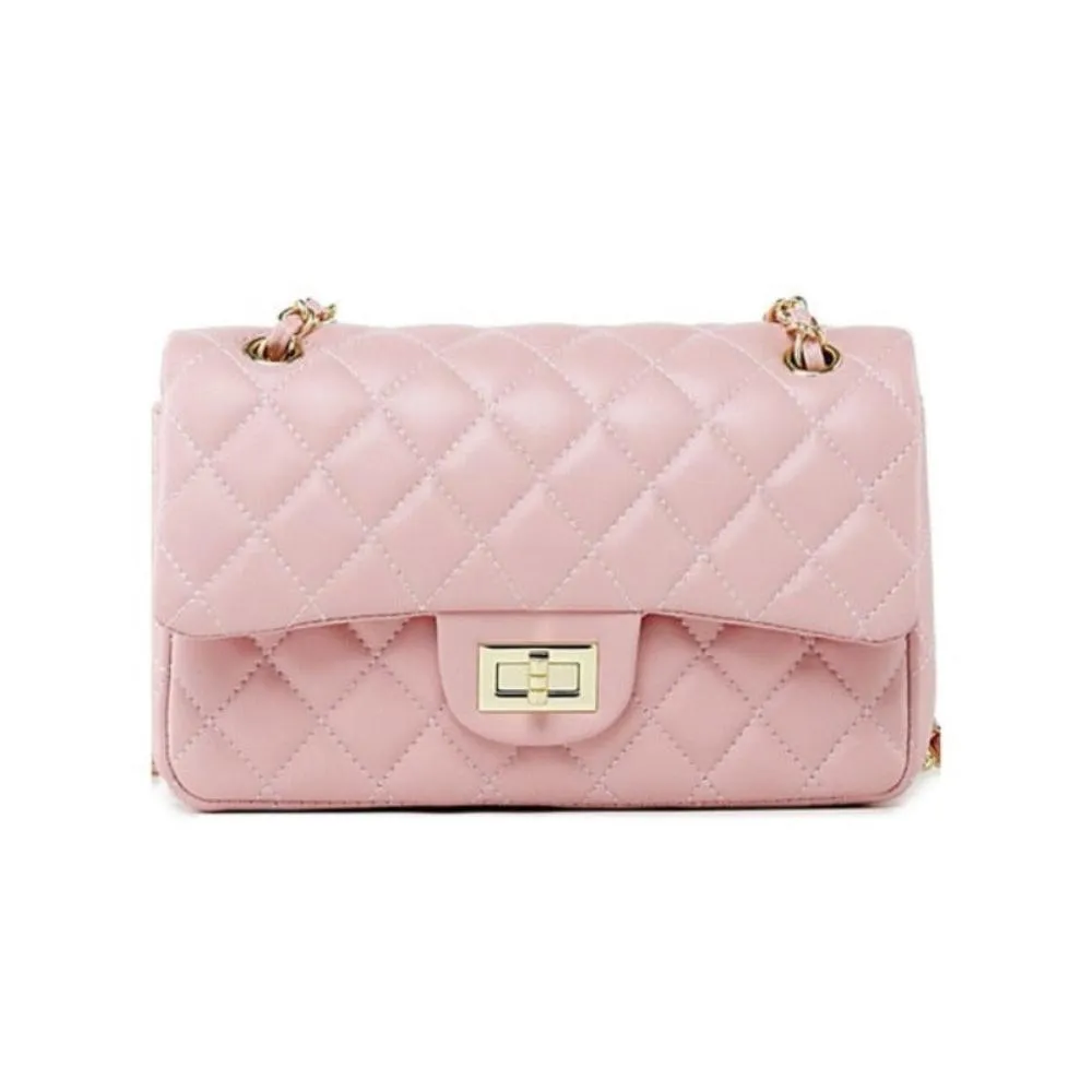 Quilted Leather Cross-body Chain Messenger Shoulder Bag