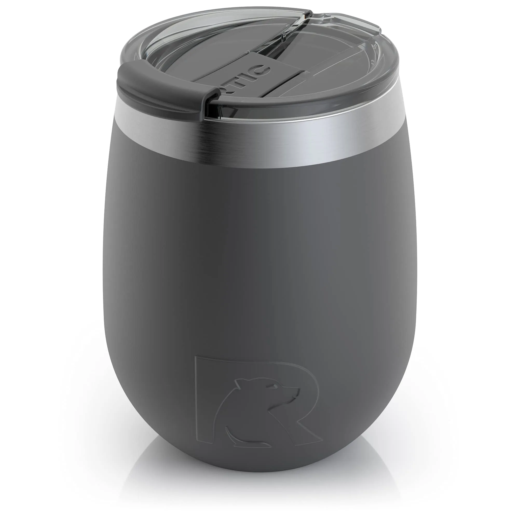 RTIC Insulated Wine Tumbler with Lid, Stainless Steel Metal, Stemless Wine Glass for Travel, Picnics, Outdoor Camping, Black, 10 oz Cup