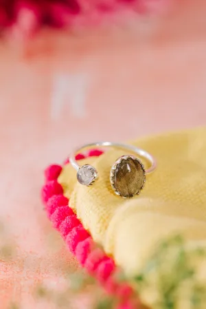 Sterling Silver Two Stone Ring in Labradorite