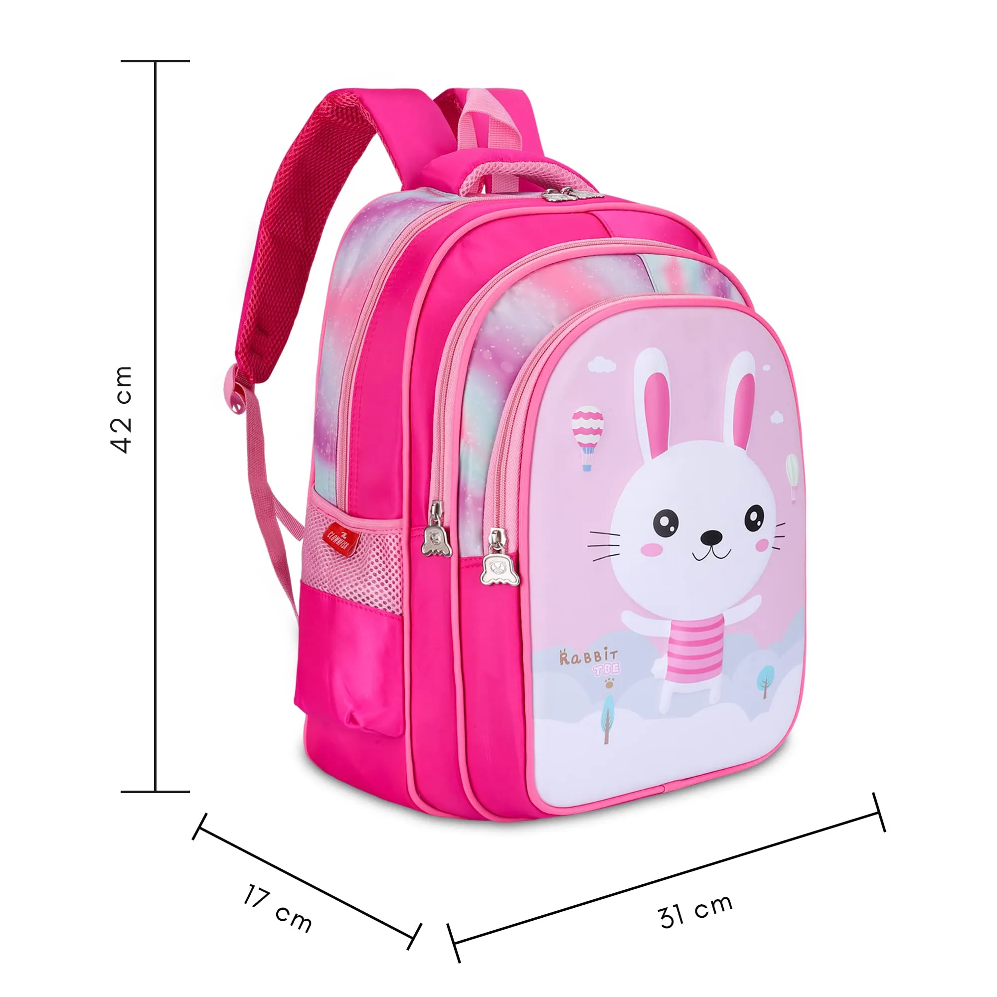 THE CLOWNFISH KidVenture Series Polyester 23 Litres Kids Backpack School Bag Daypack Sack Picnic Bag for Tiny Tots Child Age 5-7 years (Mystic Pink)