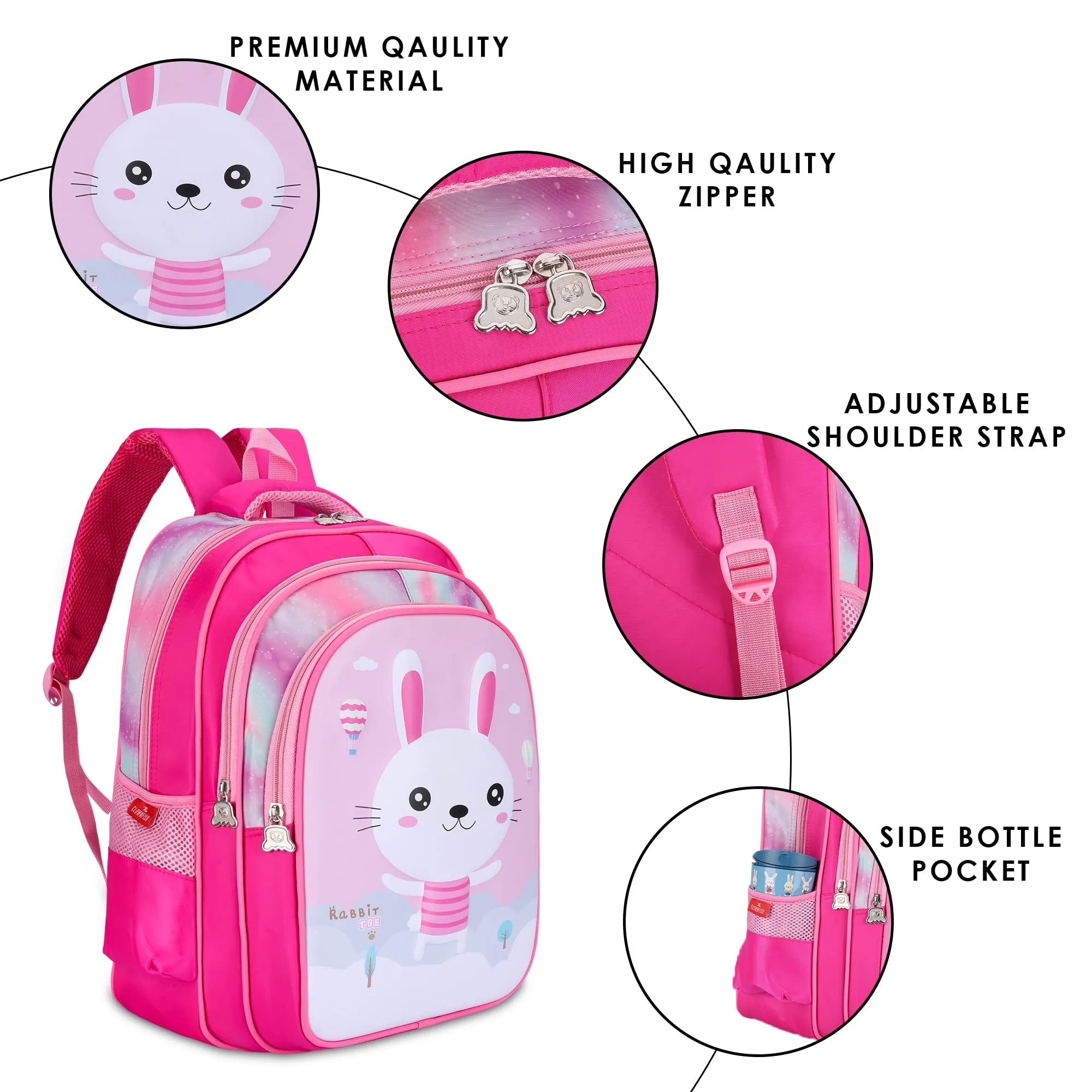 THE CLOWNFISH KidVenture Series Polyester 23 Litres Kids Backpack School Bag Daypack Sack Picnic Bag for Tiny Tots Child Age 5-7 years (Mystic Pink)