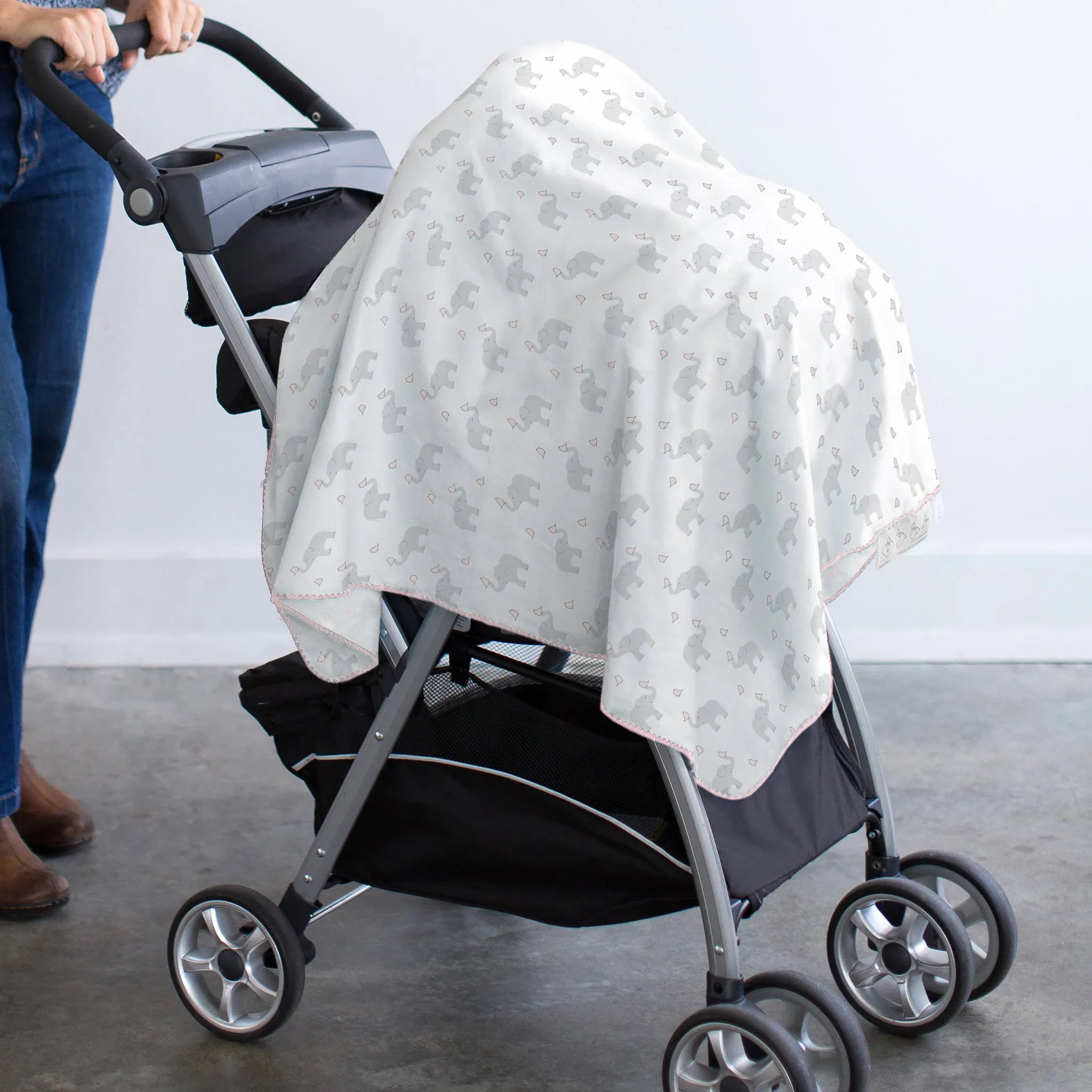 Ultimate Swaddle Blanket - Elephant & Chickies, Pastel Pink