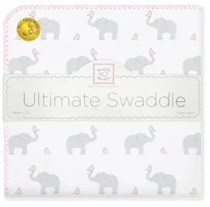 Ultimate Swaddle Blanket - Elephant & Chickies, Pastel Pink